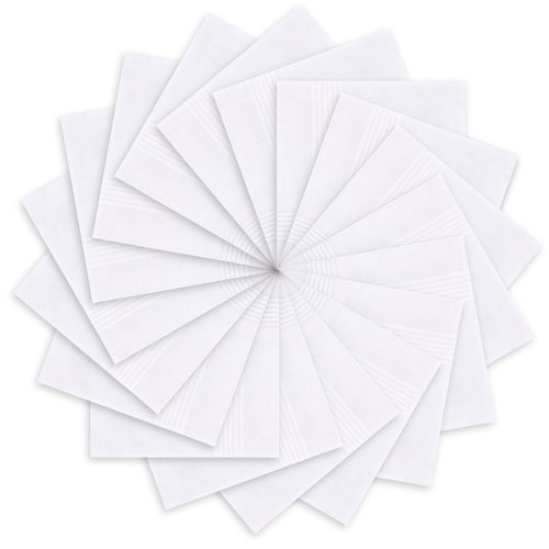 Ohuhu Men's Cotton Handkerchiefs, 18 Pack 100% Soft Cotton Handkerchief, White Hankies Pocket Square for Men, 16''x16''