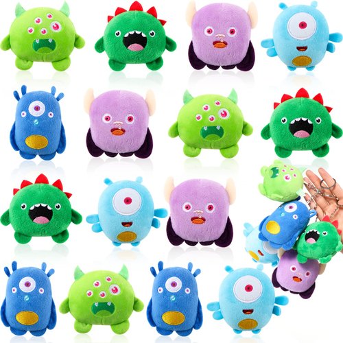 Aoriher 15 Pcs Halloween Stuffed Toys Mini Stuffed Animals Toys Halloween Plush Toys 3.2 Inch Small Devil Plush Keychain Party Favors for Halloween Birthday Party Favors Goodie Bag Fillers, 5 Styles