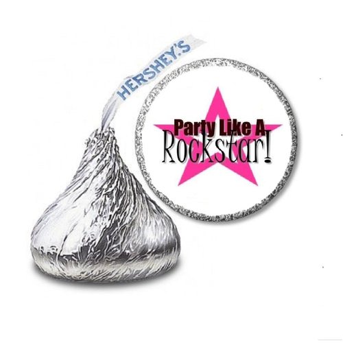 JS&B Enterprises 216 Party Like A Rock Star Labels/Stickers for Hershey's Kisses Candies - Party Favors