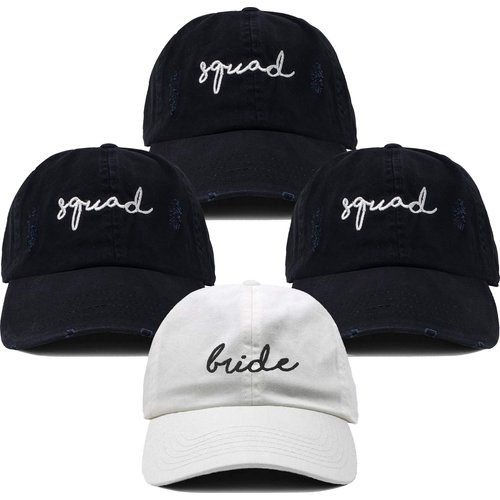 Funky Junque Bridal Baseball Cap - 1 Bride & 3 Squads - Jet Black