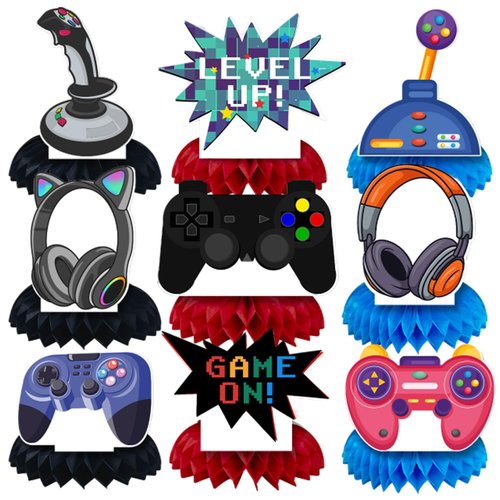 9Pcs Video Game Honeycomb Table Centerpieces for Happy Birthday Party Decorations - Festive Happy Birthday Party Supplies