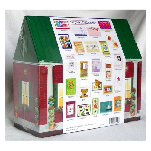 24 Assorted All-Occasion 5x7 Greeting Cards in USPS Design Storage Organizer Box