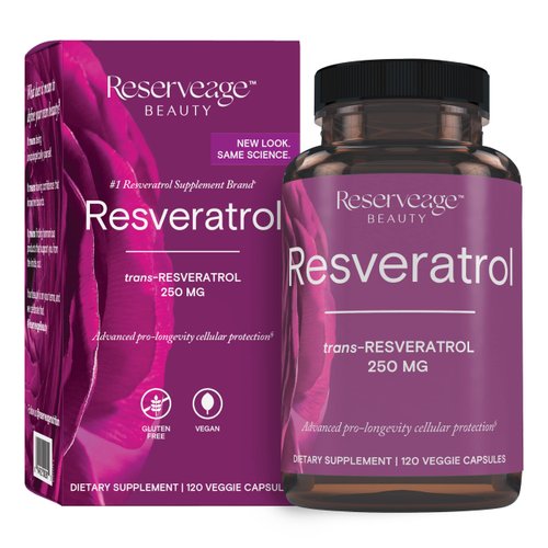 Reserveage Beauty, Resveratrol 250 mg, Antioxidant Supplement for Heart and Cellular Health, Supports Healthy Aging and Immune System, Paleo, Keto, 120 Capsules