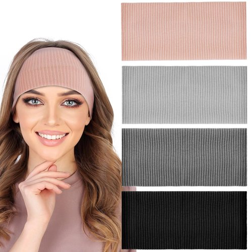 Ouligay 4Pcs Headbands for Women, Non Slip Elastic Sweat Headband, Soft Fabric Headbands, Cotton Hair Bands, Sport Headbands Wide Workout Hairbands for Daily Workout Yoga Running Sports