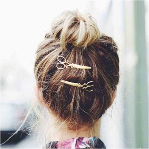 Yheakne Scissors Hair Clip Barrette Gold Hair Clamp Hairpins Trendy Metal Decorative Bobby Pins Hair Accessories for Women and Teen Gilrs Gifts 2Pcs