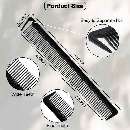 Hair Cutting Combs Fine and Wide Teeth Hair Comb Professional Combs for Hairdressing, Detangling, Braiding, Styling Comb for Women Men