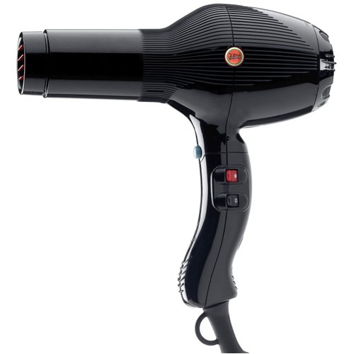 GAMMA+ 5555 Professional Turbo Tourmaline Super Hot Hair Dryer with 2 Concentrator Nozzles Black
