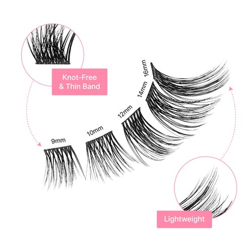 VieVie Lash Clusters 72pcs DIY Eyelash Extension Lashes, 9-16mm Mix Individual Eyelashes, Natural Look DIY Lash Extension (Cluster 03)