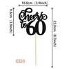 12 PCS Cheers to 60 Centerpiece Sticks Double Sided Glitter 60th Birthday Cake Toppers Number 60 Centerpieces Table Flower Topper Decorations for 60th Birthday Party Centerpiece Supplies Black