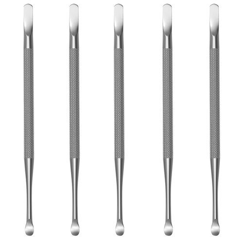 Professional Cuticle Pusher and Spoon Nail Cleaner | 5 Pack | Dual Sided Stainless Steel Pusher and Nail Cleaner | For Nail And Cuticle Care | by Sterling Beauty Tools