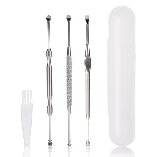 3PCS Ear Pick Earwax Removal Kit, Geengle Ear Care Set, Premium Stainless Steel Ear Curette with Storage Box, a Cleaning Brush Included