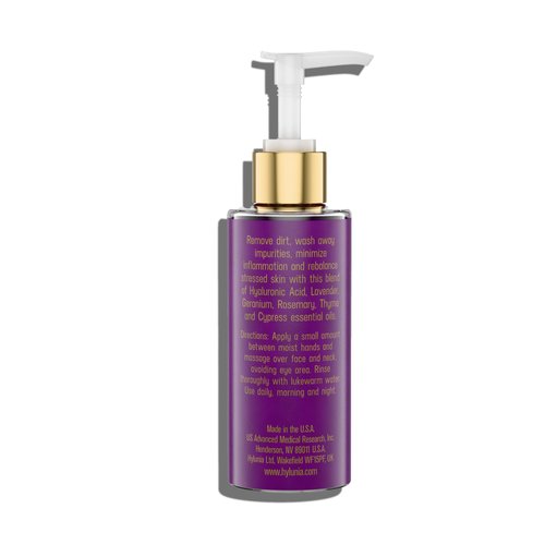 Hylunia Facial Cleansing Gel - Organic Lavender, Hyaluronic Acid Serum - Acne - Pore Cleanser