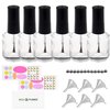 ECO-FUSED Transparent Clear Empty Nail Polish Bottles - with Dupont Brushes - Set of 6 - Also Includes 6x Plastic Funnels, 12x Mixing Balls and 20x Sticker Labels - Making your Own Nail Polish