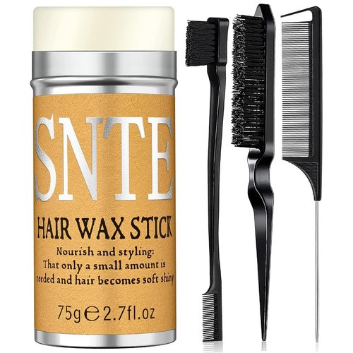 Samnyte 4 Packs Hair Wax Stick, Slick Back Hair Brush, Edge Brush, Rat Tail Comb for Flyaways - Teen Girl Gifts Trendy Stuff - Kids Hair Accessories for Women