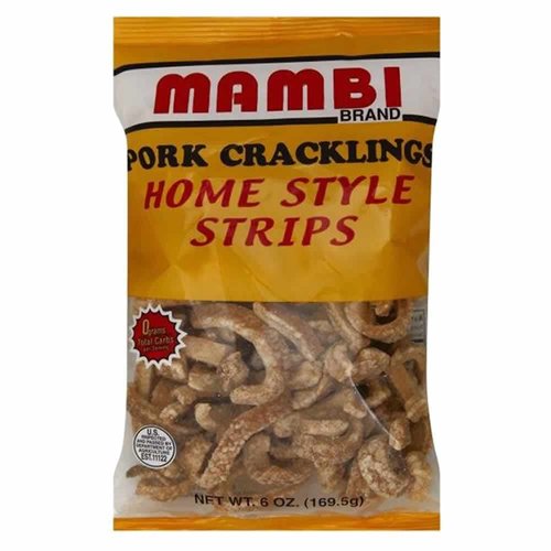 MAMBI Pork Cracklings (Home Style Strips) 6 oz. Bag