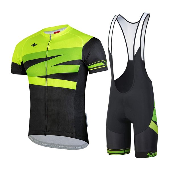 Santic Men's Cycling Jersey Set Bib Shorts 4D Padded Short Sleeve Outfits Set Quick-dry