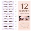 Eyebrow Stamp Stencil Kit, Eyebrow Shaping Kit with 12 pair Reusable stencils, Long-Lasting, Waterproof eyebrow powder for women (Blonde)