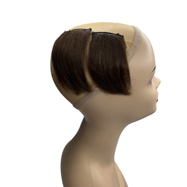 2pcs Human Hair Short Thick Hairpieces Adding Extra Hair Volume Clip in Hair Extensions 4" Brazilian Virgin Hair Topper for Thinning Hair Women and Men 2 packs Lot (Dark Brown)