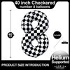 Checkered Number 8 Balloons 40 Inch Giant Race Car Checkered 8 Balloons for Racing Car Checkered Birthday Party Supplies