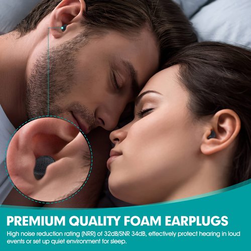 100 Pairs Earplugs for Noise Cancelling Individual Bagged Foam EarPlugs for Sleeping Work Snoring Sound Blocking Construction Loud Noise Reducing Earplugs