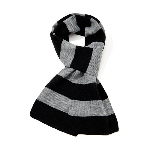 American Trends Men's Winter Scarf Knit Striped Scarf for Fall and Winter Long Soft Knit Fashion Classic Neck Scarves Black & Grey