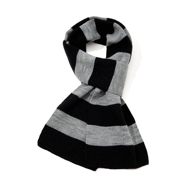 American Trends Men's Winter Scarf Knit Striped Scarf for Fall and Winter Long Soft Knit Fashion Classic Neck Scarves Black & Grey