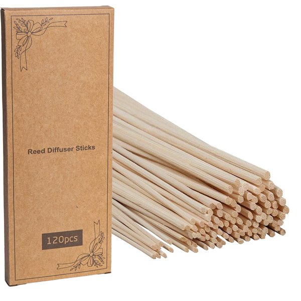 LWH-US 120 PCS Reed Diffuser Sticks,10 Inch Natural Rattan Wood Sticks,Essential Oil Aroma Diffuser Replacements Sticks for own Space (Primary Color) 103.70.59 inch
