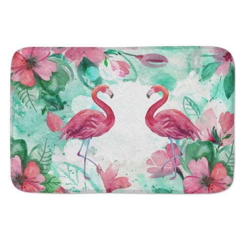 Watercolor Flamingo and Tropical Leaves Doormats Door Mat Entrance Mat Floor Mat Welcome Mats/Outdoor/Front Door/Bathroom Mats Rugs for Home/Office/Bedroom Non Slip Backing 23.6" L x 15.7" W