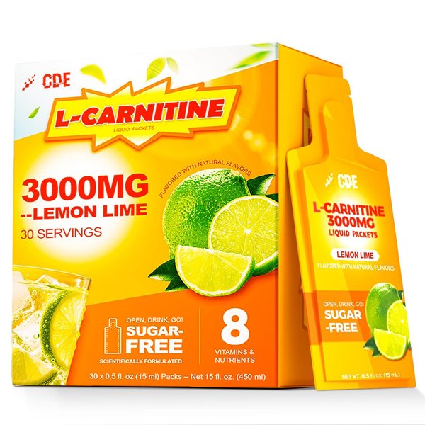 L-Carnitine Liquid 3000 mg Supplement with Green Tea Extract & Taurine - Energy & Muscle Recovery Support - 30 Liquid Packs