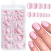 Lifextol 240pc Square Press on Nails Short Fake Nails Press ons with Glue&Adhesive Tabs, Baby Pink Acrylic Nails Press on Nails Square Nail Tips Petite Glue on Nails False Nails Artificial Fingernails