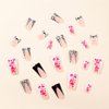 FIEONCIY Press on Nails Duck Shape Glossy Full Cover Medium Acrylic French False Nails with Designs Artificial Duck Fake Nails with Charms Glue ons Nails Stick on Fingernails for Women(A30411)