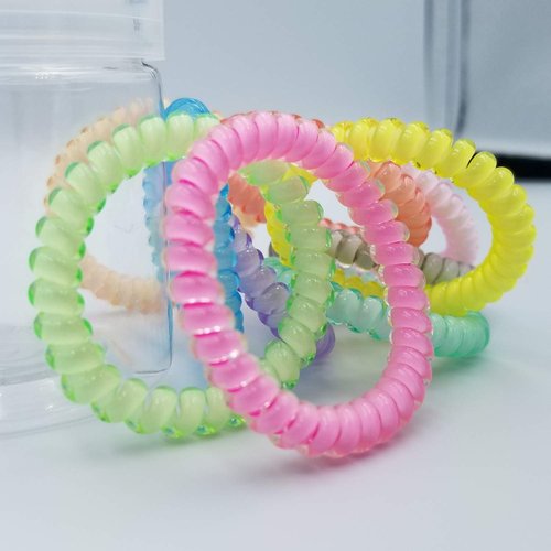 Hodooly Candy Color Hair Accessories: 10 Piece Coil Elastics, Multicolor No-Crease Telephone Cord Plastic Hair Ties for Women