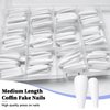 AddFavor 240pcs Coffin Press on Nails Long White Full Cover Fake Nails Matte Ballerina False Nail Tips for Women and Girls, White Nails