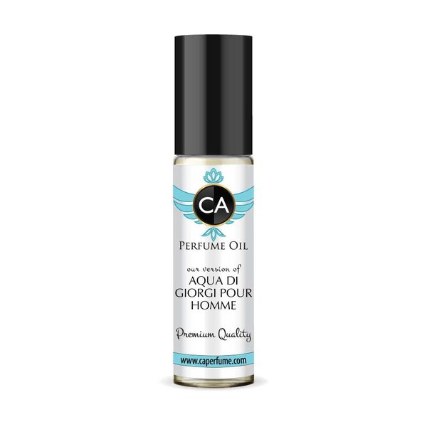 CA Perfume Impression of Aqua Di Giorgi Pour Homme For Men Replica Fragrance Body Oil Dupes Alcohol-Free Essential Aromatherapy Sample Travel Size Concentrated Long Lasting Roll-On 0.3 Fl Oz/10ml