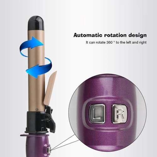 Generic VKIK B1 Rotating Curling Iron - Midnight Rose B Adjustable Lightweight, Purple