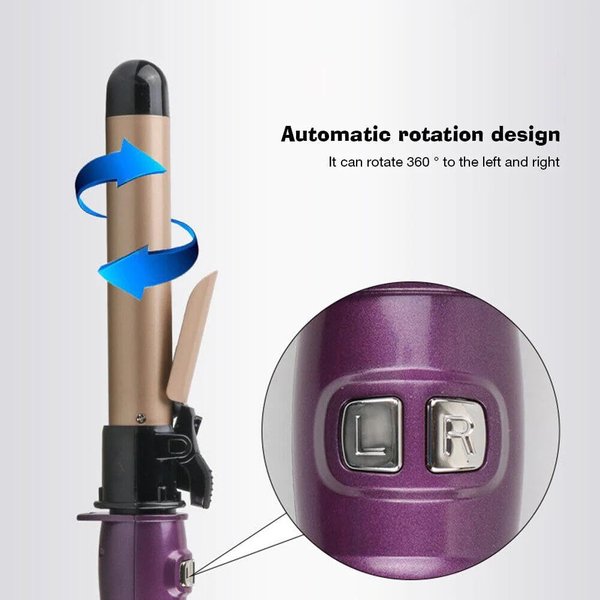 Generic VKIK B1 Rotating Curling Iron - Midnight Rose B Adjustable Lightweight, Purple