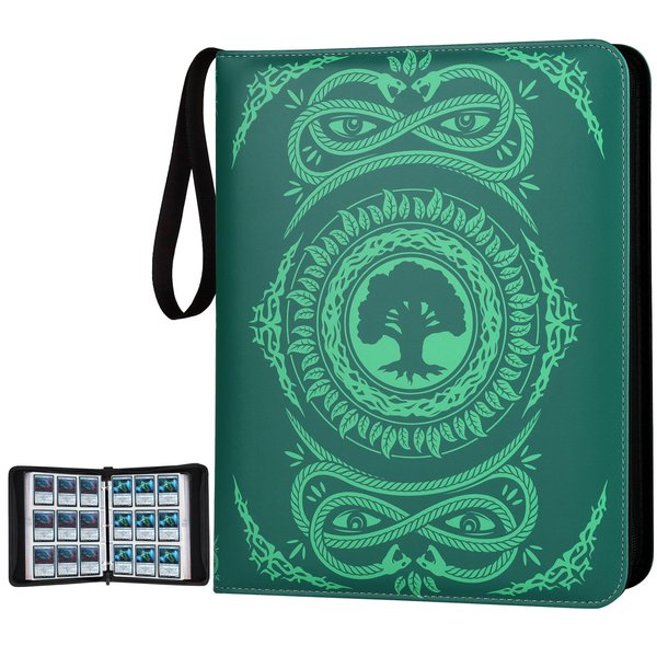 MTGPRO Trading Card Binder,9-Pocket Binder for Trading Cards Holds 720 Cards,Premium Collector Card Album for Standard Cards,Card Collection Folder for MTG,TCG,Yugioh,Game Cards (Green)
