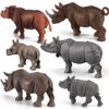 6 PCS Rhinoceros Wild Animal Model Figures Dicerorhinus Sumatrensis Figurines Family Party Favors Supplies Cake Toppers Decoration Set Toys for 5 6 7 8 Years Old Boys Girls Kid Toddlers