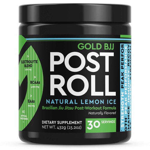 Gold BJJ PostRoll - Jiu Jitsu Post Workout Supplement with EAA & BCAA Essential Amino Acids - Martial Arts Specific Post-Workout Powder (Lemon Ice, 30 Servings)