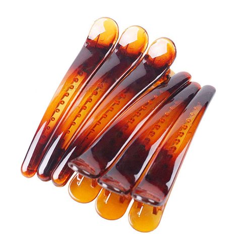 Fodattm 12PCS Professional Hairdressing Salon Duckbill Clip Plastic Non Slip Alligator Hairpin Simple Hairgrip Hair Clip Hair Barrettes for Hair Styling and Sectioning (Length -3in, Brown)