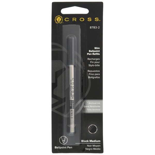 Cross Slim Ballpoint Pen Refill, Medium Point, Black, 1-Pack (8783-2)