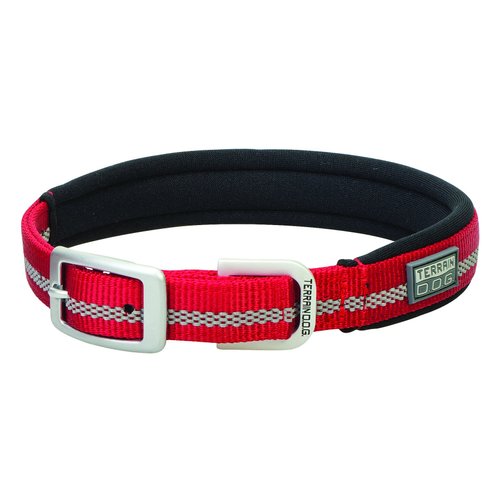 Terrain D.O.G. Reflective Neoprene Lined Dog Collar, 15" (13-16 in., 3/4 in. width), Red