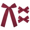 DEEKA Burgundy Cotton Linen Hair Bows 2 Sizes 5"&3.5" Soft Hair Bow set for Toddler Girls Long Ponytail Knot Bows Alligator Clip Hair Accessories for Little School Girls (Burgundy)