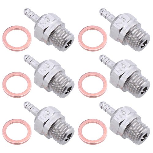 Hobbypark 70117H Hot Glow Plug N3 No. #3 Spark Nitro Engine Parts Replace OS for Traxxas Losi HPI Redcat HSP Himoto RC Car Truck Buggy (Pack of 6)