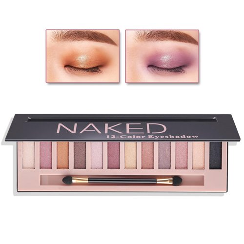 XINGXYUEL 12 Colors Matte Naked Eyeshadow Palette Nude Matte Eyeshadow Palette Shimmer Neutral Eye Shadow Palette Highly Pigmented Eye Makeup Palettes with Brush(Set B Shimmer)