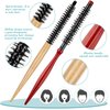 2 Pcs Small Round Hair Brush Mini Round Wood Brush Roller Quiff Hair Combs Nylon Bristles Hair Brushes Salon Hairdressing Brushes for Blow Drying Curly Hair Styling Bangs Lifting Beard Care, 2 Styles