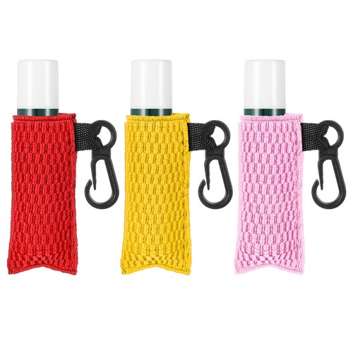 3Pcs Lip Balm Holder Keychain Clip On Chapstick Sleeves Lipstick Holder Lip Gloss Sleeve Tight-Knit Elastic Lipstick Key Chain Holder Lipgloss Holder Keychain