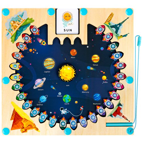 Protado Magnetic Alphabet Maze,Montessori Toys Wooden Puzzle Activity Board for Toddler Preschool Learning, Fine Motor Skills Education Toys Ideal Present for Kids 3 4 5 Years Old Boys and Girls
