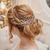 Crystal Bridal Rhinestone Leaves Hair Comb with Sparkly Hairpieces for Women - Silver Wedding Side Hair Accessories for Bride and Bridesmaid