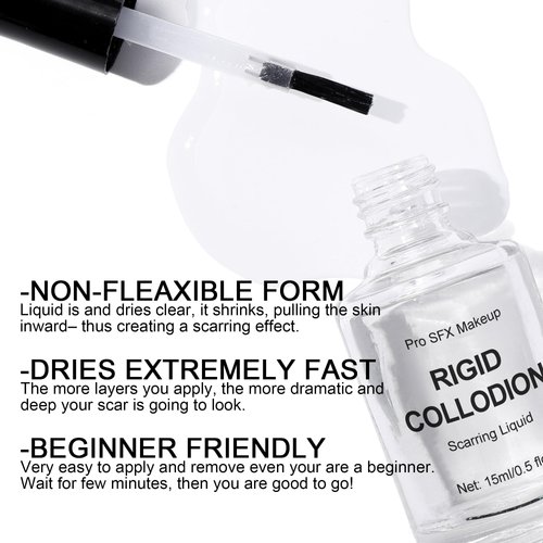 DALVGFN Rigid Collodion For Special Effects SFX Makeup, Scarring Liquid, Fake Scar Professional fx Makeup, Realistic Scar Wound SFX Makeup For Film Theater Halloween Costume Cos, Latex-Free, 0.5 fl oz